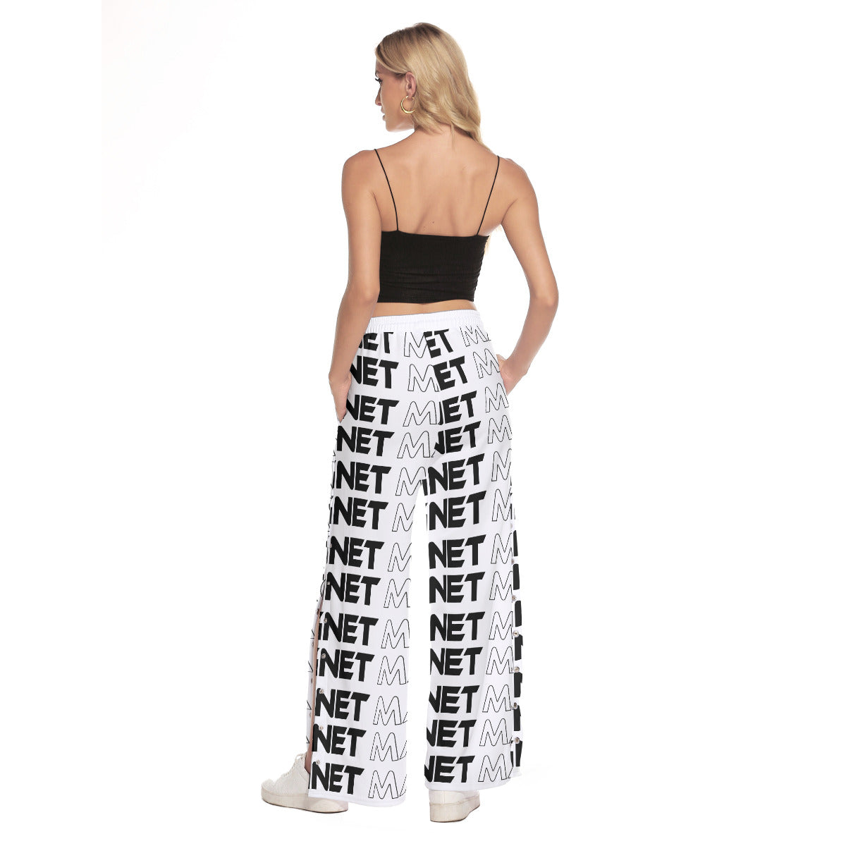 MAGNET Women's Side Slit Snap Button Trousers