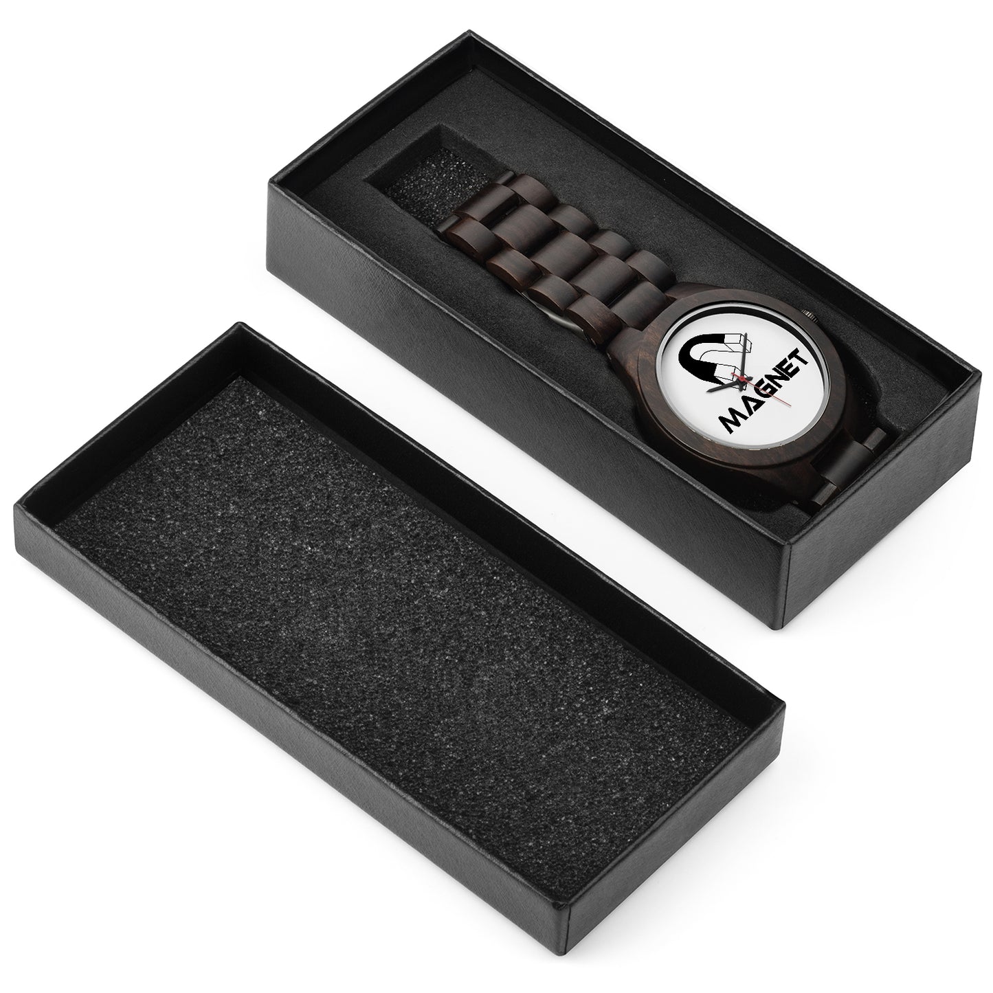 MAGNET TIME TESTED WOOD WATCH.