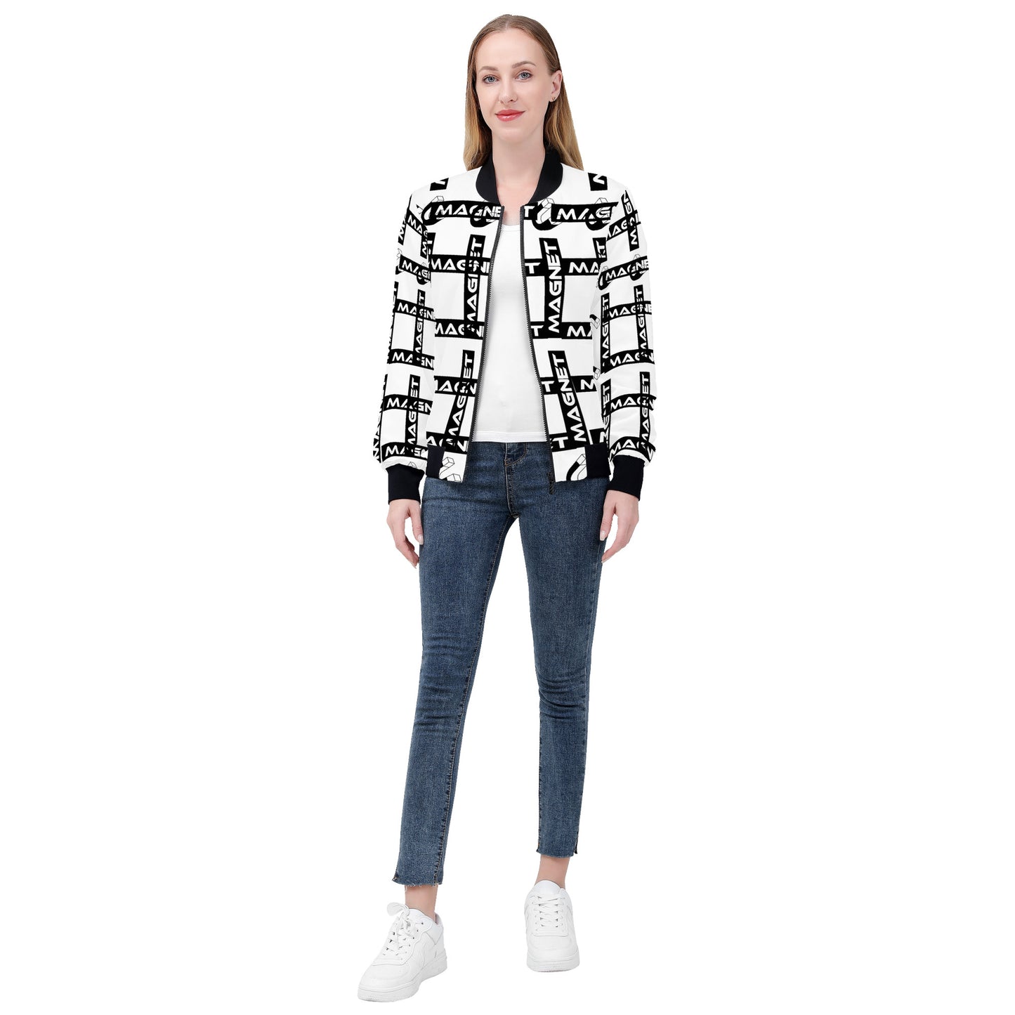 Magnet Plaid not Played Women's Bomber Jacket