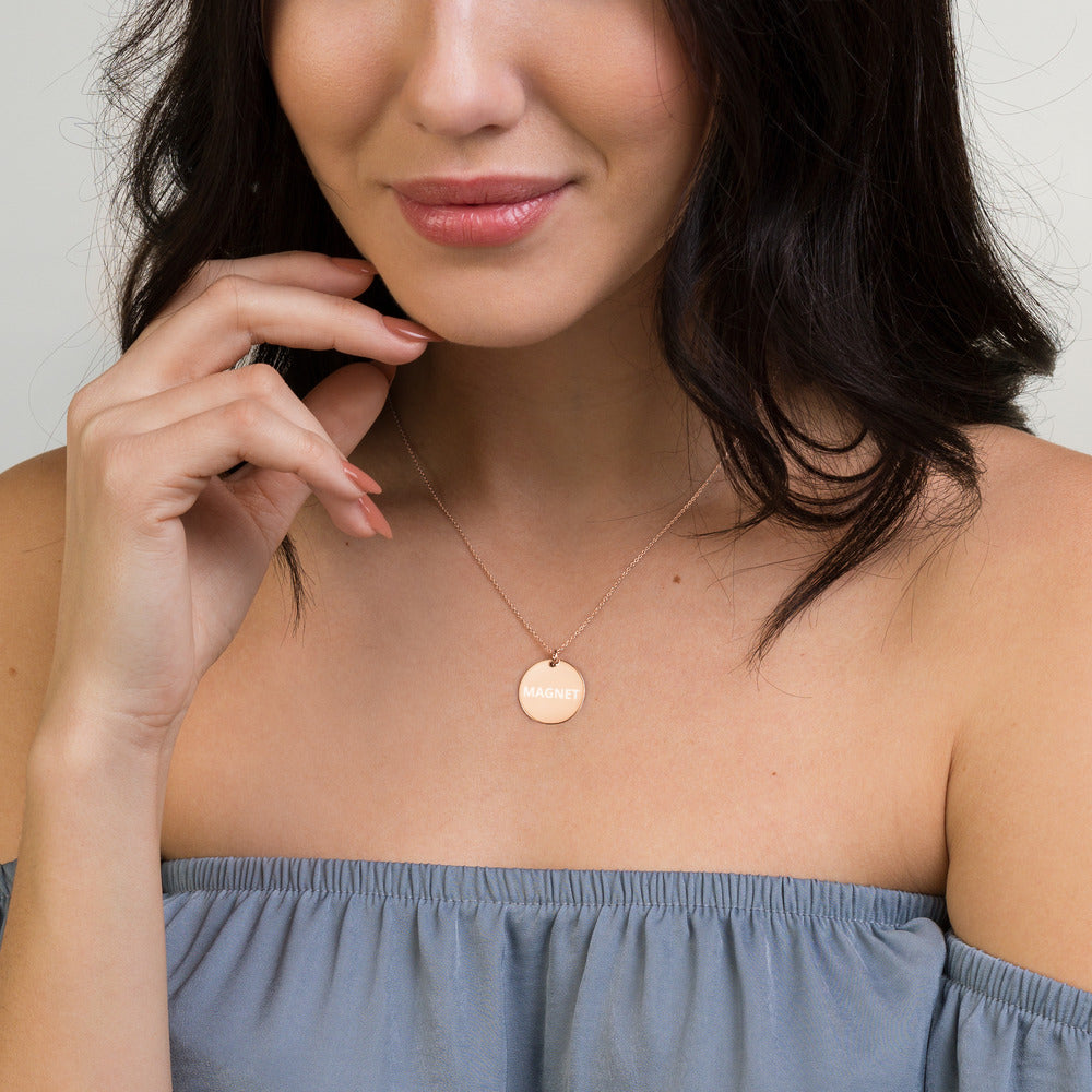 MAGNET Engraved Silver Disc Necklace - Magnetdrip