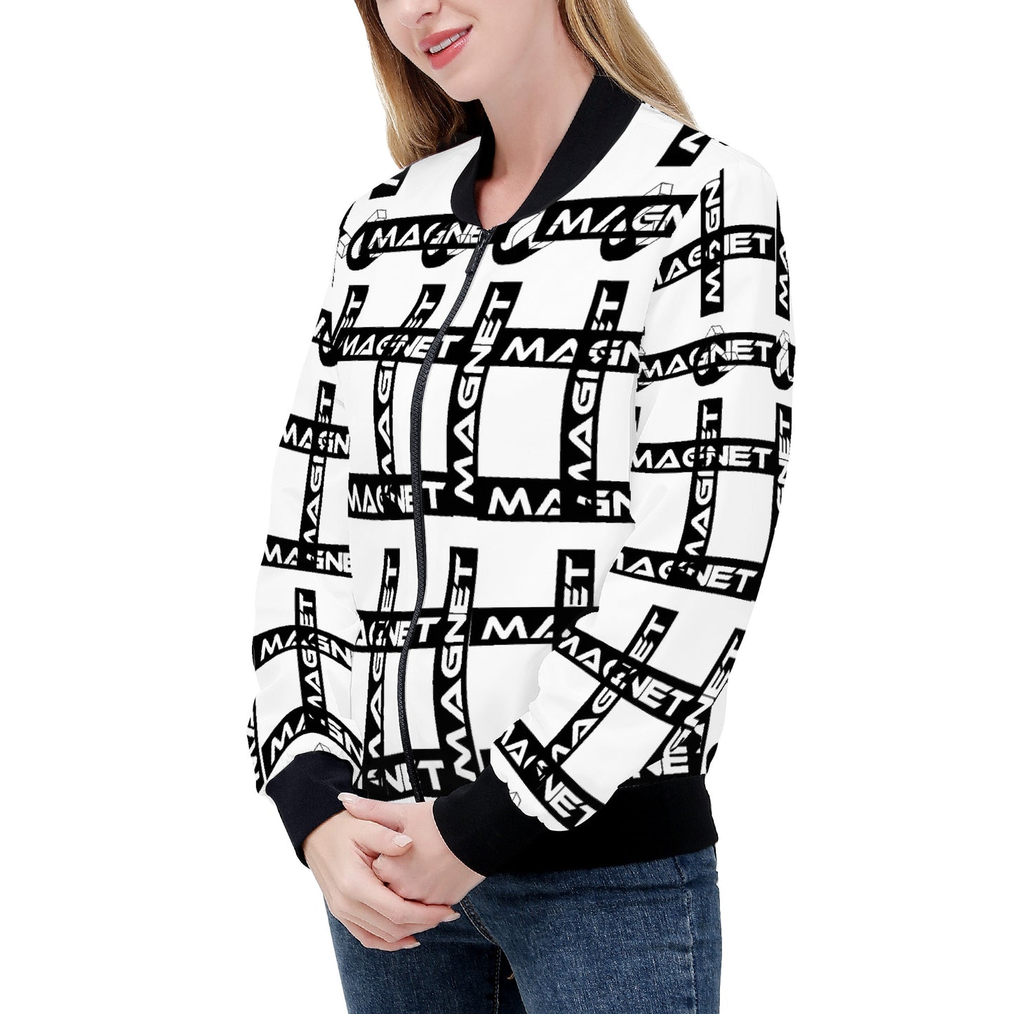 Magnet Plaid not Played Women's Bomber Jacket