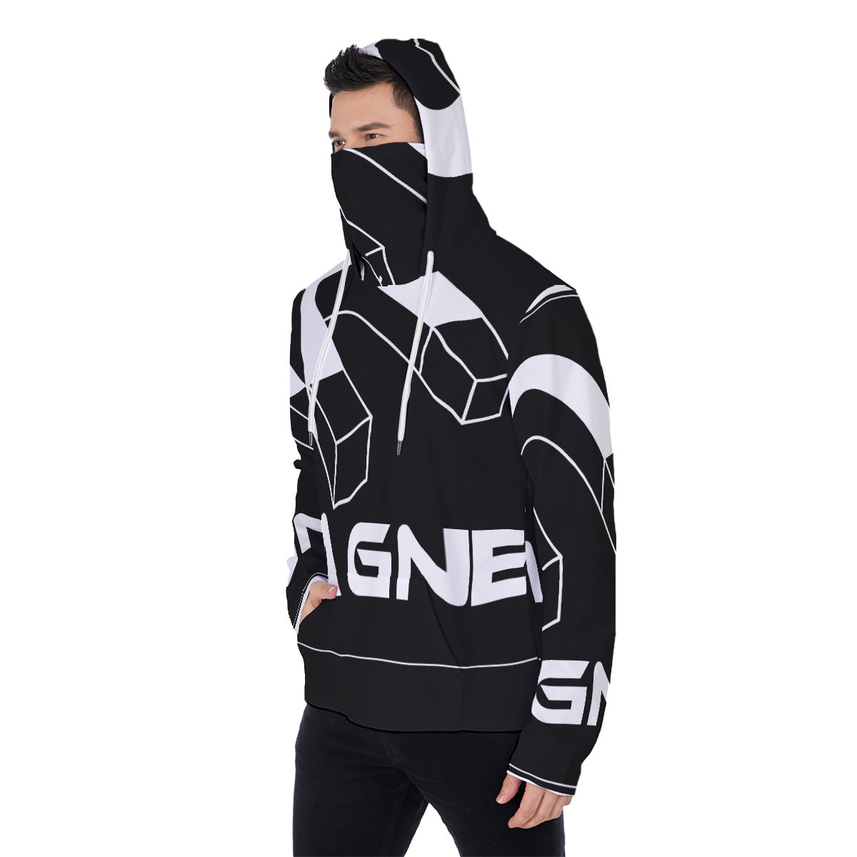 Magnet Men's Pullover Hoodie With Mask