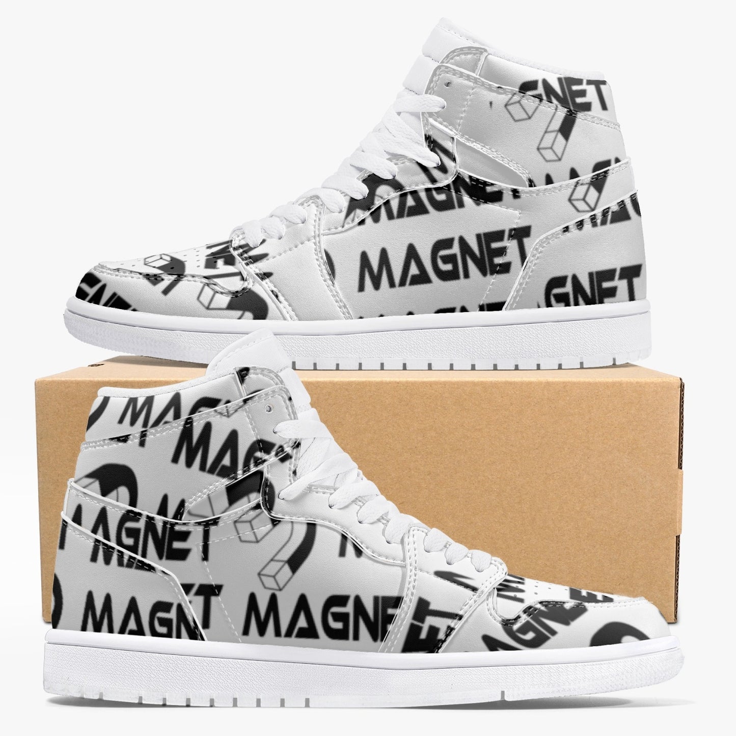 Magnet "I am different" New High-Top Leather Sneakers - White