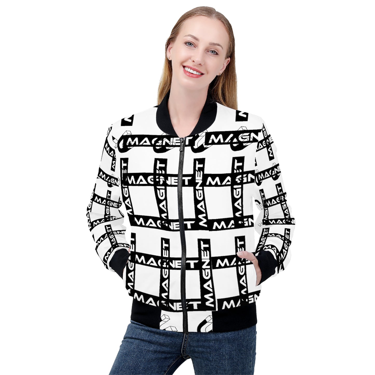 Magnet Plaid not Played Women's Bomber Jacket