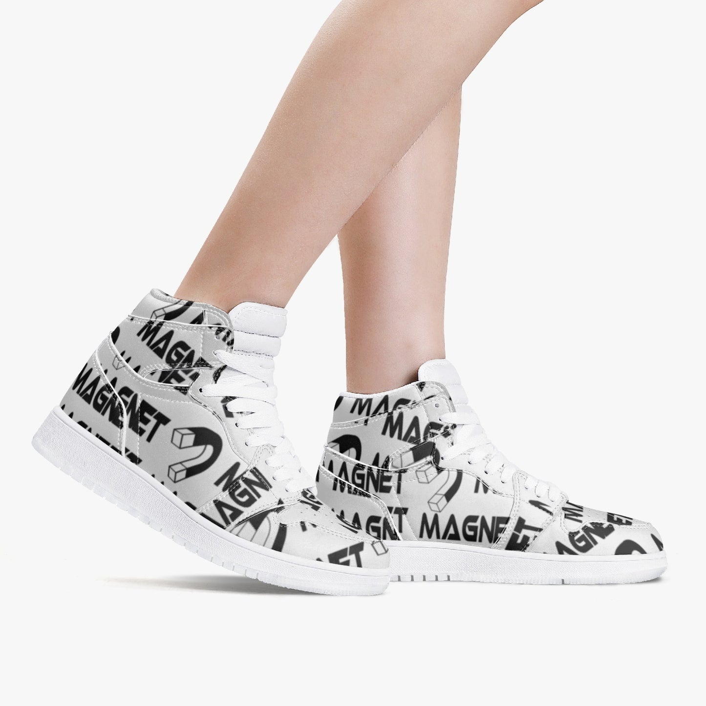 Magnet "I am different" New High-Top Leather Sneakers - White