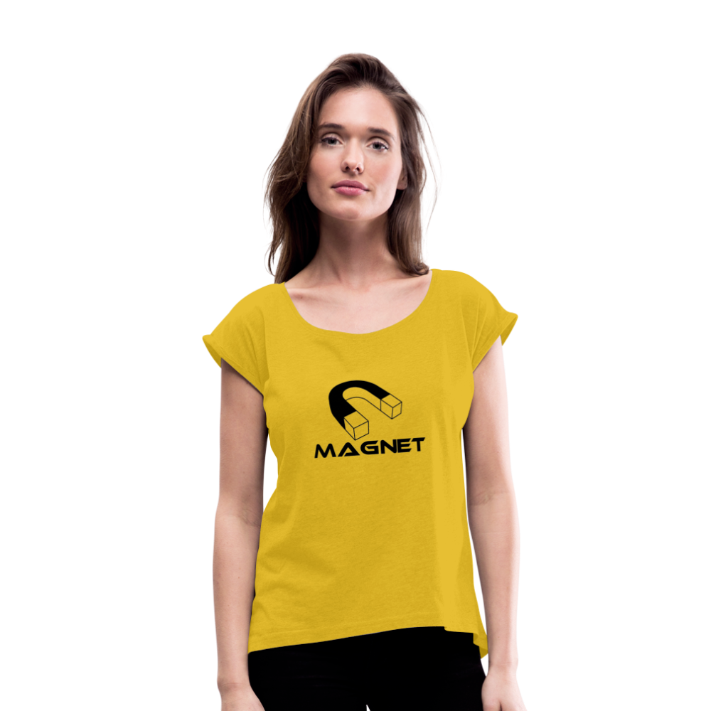 Magnet Women's Roll Cuff T-Shirt - mustard yellow