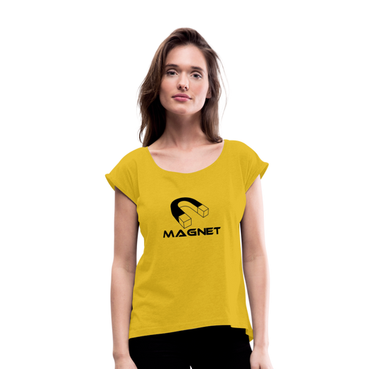 Magnet Women's Roll Cuff T-Shirt - mustard yellow